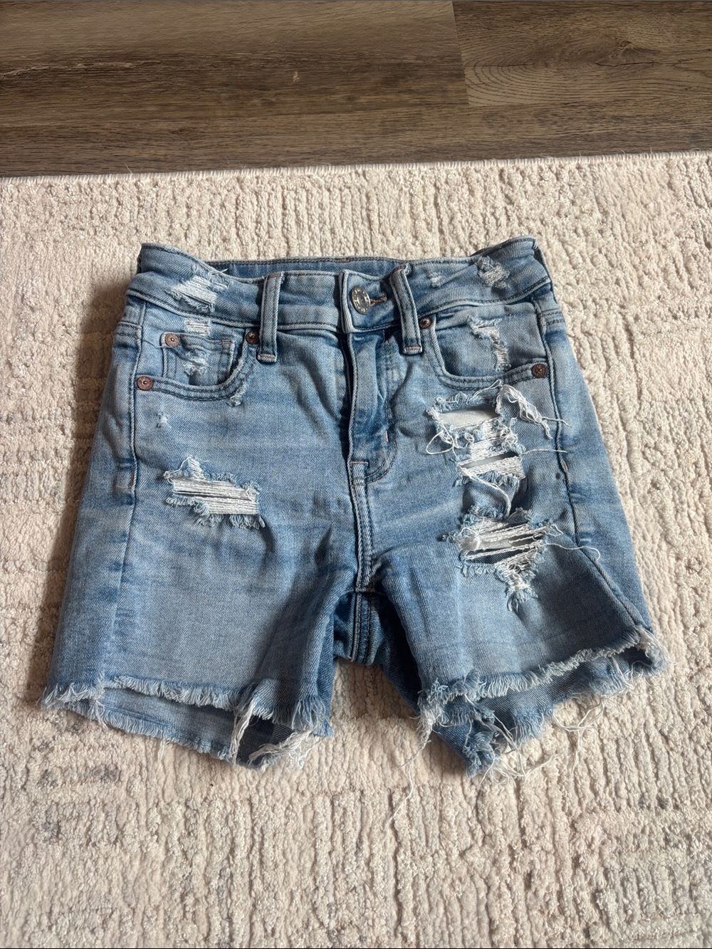 American Eagle Light Blue Distressed Denim Cutoff Shorts
